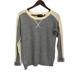 LINE Cashmere Grey Beige Long Sleeve Crew Neck Pullover Sweater